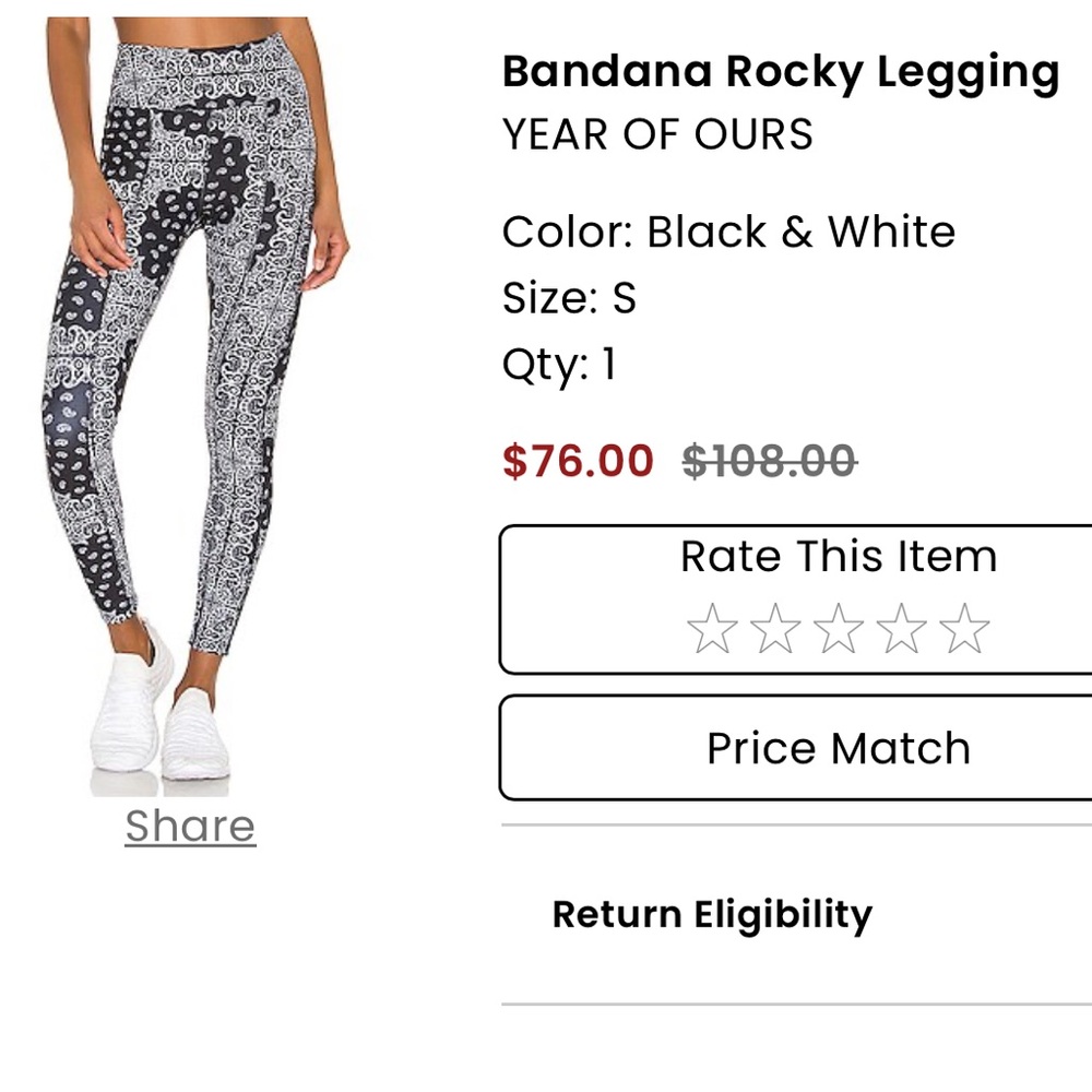 Bandana Rocky Legging
YEAR OF OURS
Color: Black & White